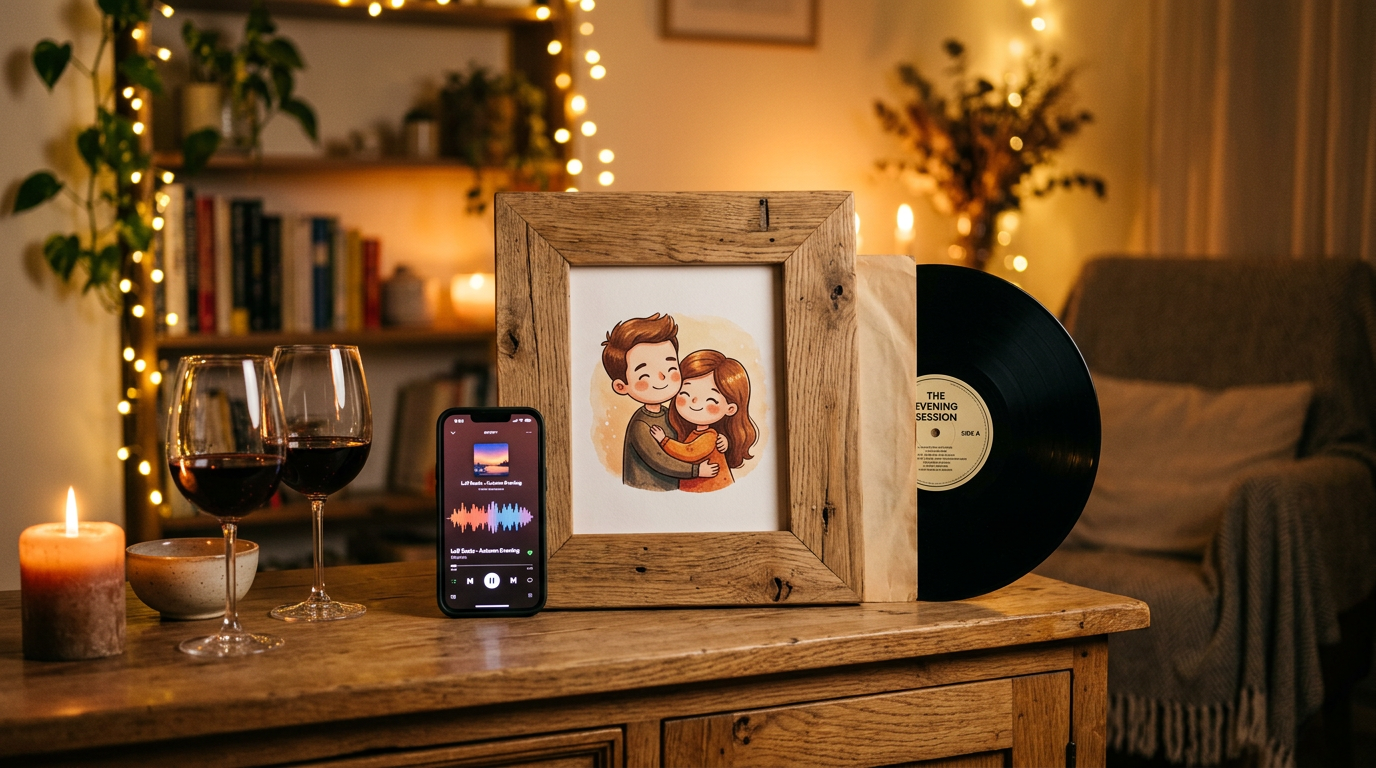 Cozy living room with frame and vinyl